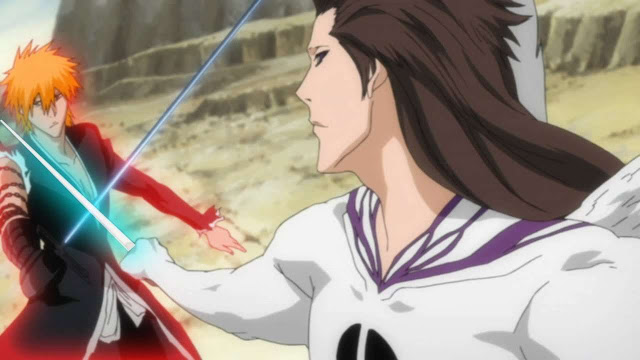 Ichigo Arrives to Fight Aizen.