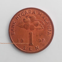 Coin Syiling Malaysia 1 sen 1990