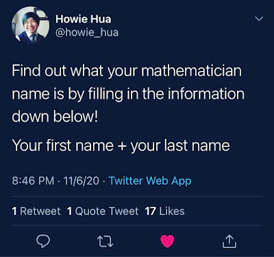 Howie Hua tweet about being a math person