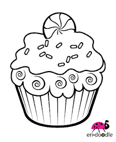 Christmas peppermint cupcake digistamp digi stamp for scrapbooking or cards