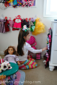 Tips for how to Organize & Display American Girl Doll Stuff, from Serenity Now 