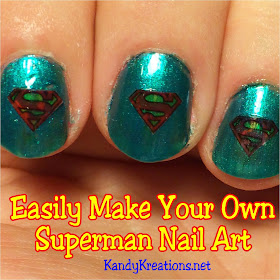 Easily and quickly make your own Superman nail art look perfect for every day or birthday celebrations. It's so easy even a novice like me can do it!