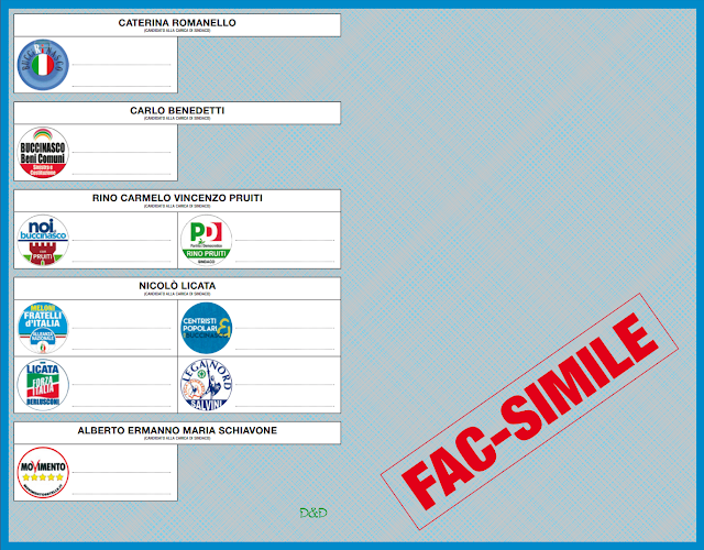 Fac-Simile scheda elezioni comunali BUCCINASCO 2017