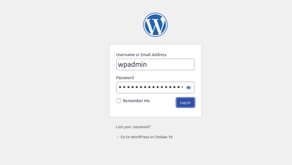 WordPress wp login page