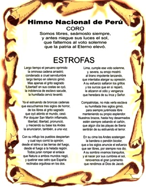 Imagen con el Himno Nacional Peruano a color