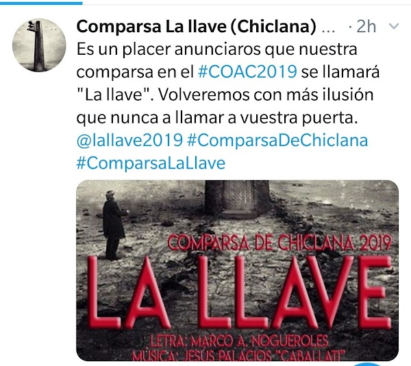 La Comparsa de Chiclana en 2018 'Se Buscan Valientes' será para el COAC 2019 'La Llave'