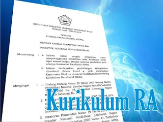 Direktur Jenderal Pendidikan Islam alhasil tetapkan Keputusan Direktur Jenderal Pendidi Kurikulum RA 2016 (SK Dirjen Pendis No. 3489 Tahun 2016)