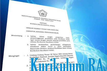 Kurikulum Ra 2016 (Sk Dirjen Pendis No. 3489 Tahun 2016)