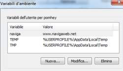 cambiare TEMP e TMP Windows