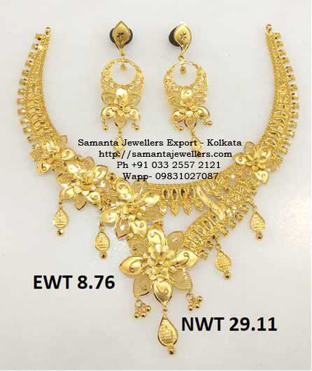 Light Weight Bengali Necklace Designs, fancy katai work bengali design, samanta jewellers designs,light weight gold necklace choker gift purpose wedding