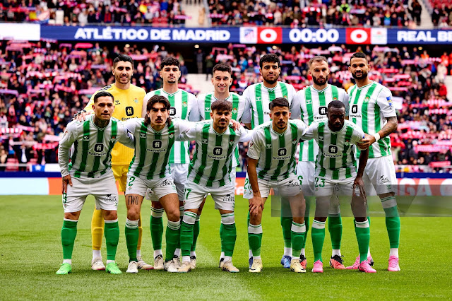 📸REAL BETIS BALOMPIÉ 📆3 marzo 2024 ⬆️Rui Silva, Johnny Cardoso, Marc Roca, Chadi Riad, Germán Pezzella, Willoian José. ⬇️Chimy Ávila, Héctor Bellerín, Rodri Sánchez, Pablo Fornals y Youssouf Sabaly. CLUB ATLÉTICO DE MADRID 2 🆚 REAL BETIS BALOMPIÉ 1 Domingo 03/03/2024, 16:15 horas. Campeonato de Liga de 1ª División, jornada 27. Madrid, estadio Civitas Metropolitano: 61.901 espectadores. GOLES: ⚽1-0: 8’, Rui Silva, en propia puerta. ⚽2-0: 44’, Álvaro Morata. ⚽2-1: 62’, William Carvalho.