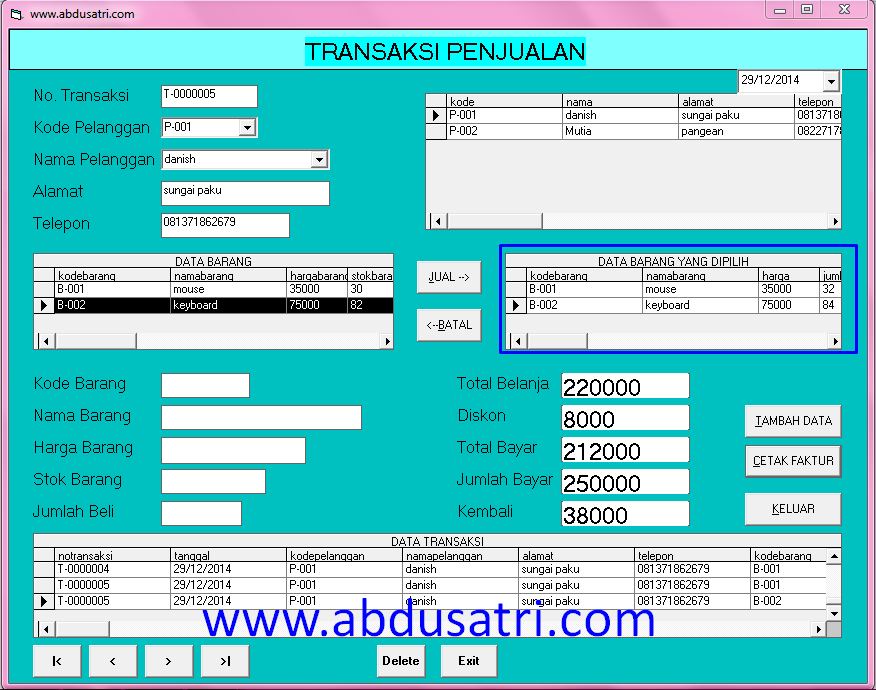 contoh aplikasi cetak faktur di VB