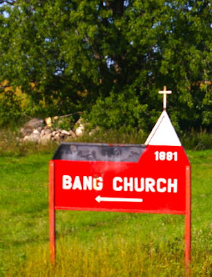 Bang Church sign, N.D. 200, Steele County