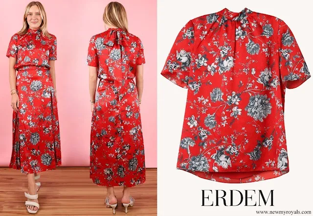 Queen Rania wore Erdem Michaela Top and Flora Skirt