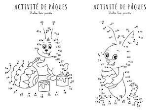 Points à relier de Pâques - dessin de lapin et oeufs en chocolat