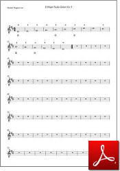 PDF, notes D major scale of the guitar no: 5