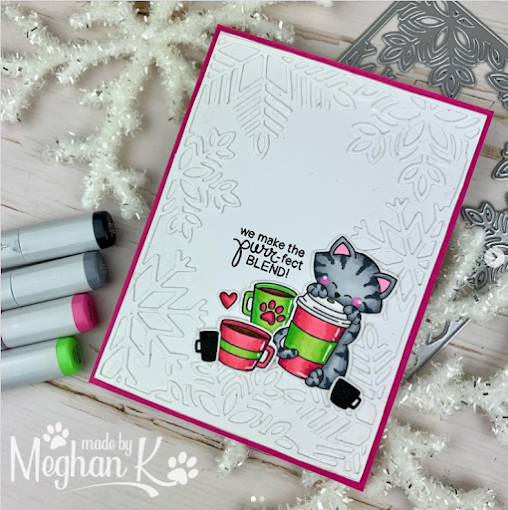 We make a purr-fect blend by Meghan features Newton Loves Coffee by Newton's Nook Designs; #inkypaws, #newtonsnook, #coffeelovers, #cardmaking, #wintercards