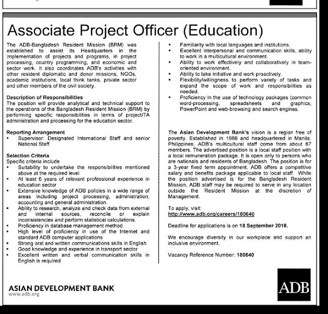 Asian Development Bank (ADB) Job Circular