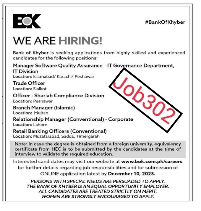 Bank of Khyber Today Latest Job Advertisment 2023-in Pakistan 