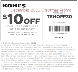 Kohls coupons december 2016