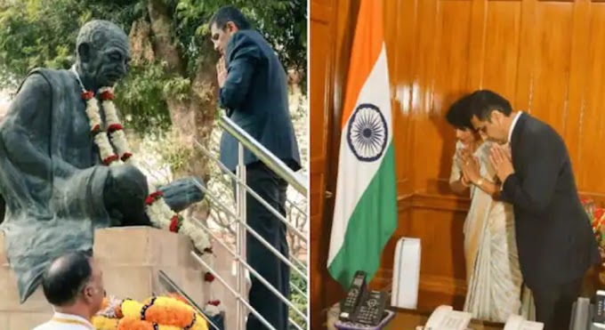 രാഷ്ട്രപിതാവിനെ വണങ്ങി ദേശീയ പതാകയെ നമസ്ക്കരിച്ച് ചീഫ് ജസ്റ്റിസ് ചന്ദ്രചൂഡ്; ശ്രദ്ധേയമായി മോദിയുടെ അഭാവം