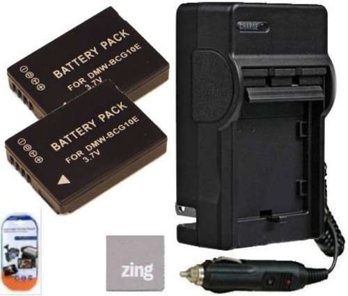 Panasonic Lumix DMC-ZS15 DMC-ZS19 DMC-ZS20 DMC-ZS25 Digital Camera Battery & AC/DC Battery Charger Kit Includes Qty 2 DMW-BCG10 Batteries + Battery Charger + LCD Screen Protectors + Micro Fiber Cleaning Cloth