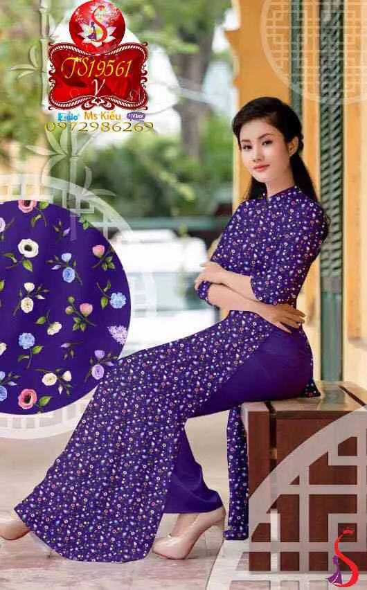 ÁO DÀI ĐẸP & THANH LỊCH VỚI DESIGN HOA NHÍ TS19561