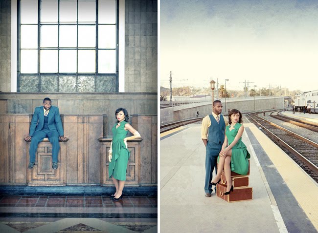 train station romantic couple