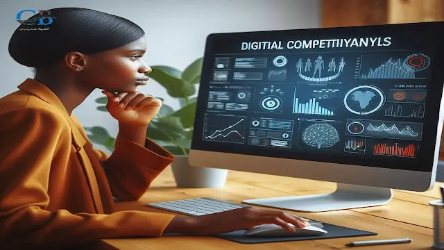 شخص يستخدم أدوات تحليل المنافسين الرقميين مجانا على شاشة كمبيوتر لكشف بيانات المنافسين
