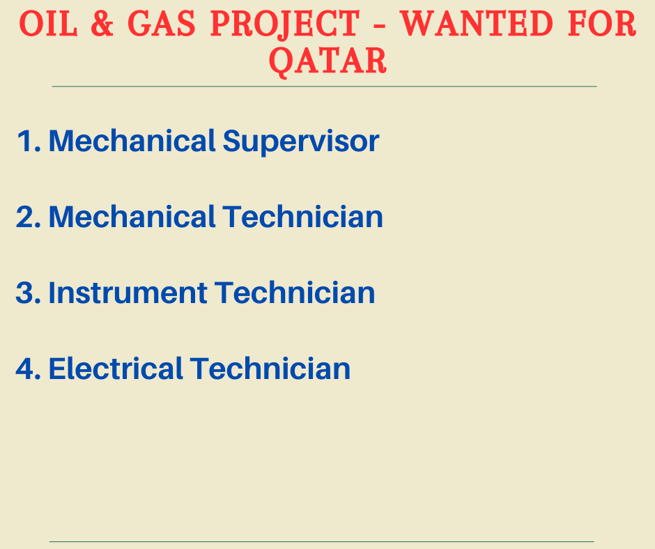 Oil & Gas Project - Wanted for Qatar