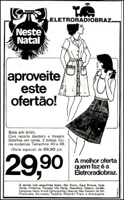 Eletroradiobraz, moda feminina anos 70,  Moda anos 70; propaganda anos 70; história da década de 70; reclames anos 70; brazil in the 70s; Oswaldo Hernandez 