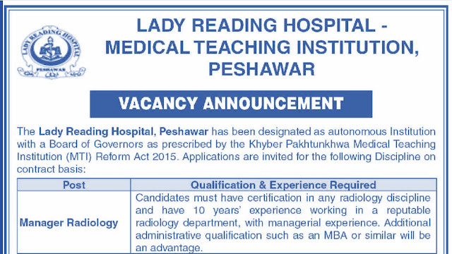 Announced Lady Reading Hospital(LRH) Peshawar Jobs  November 2022