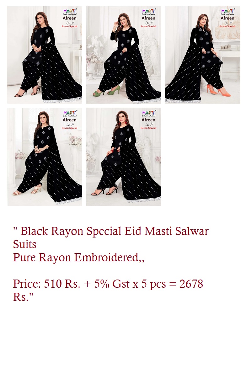Masti Black Rayon Special Eid Dress Material Catalog Lowest Price
