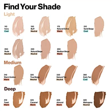 revlon colorstay full cover foundation shades swatches