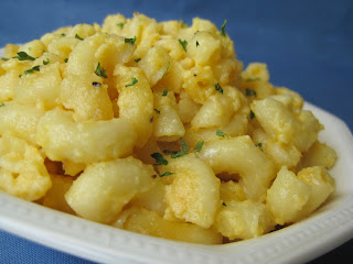 Macaroni with egg, pineapple