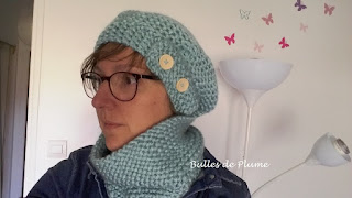 ensemble béret et snood au tricotin