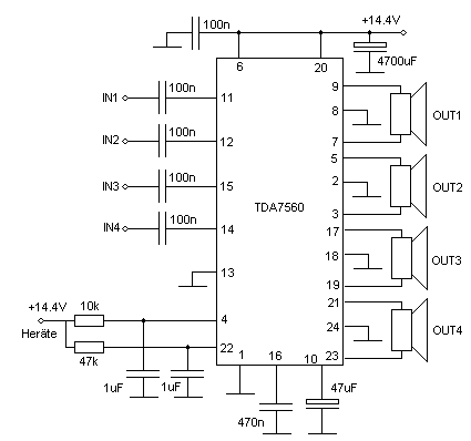 TDA7560 Car Amplifier Circuit