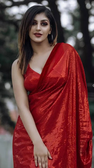 Yashika Aannand in hot red saree pics