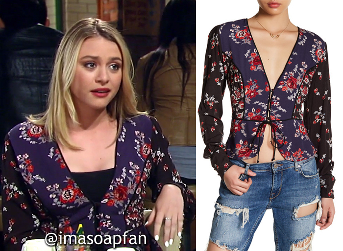 Kiki Jerome, Hayley Erin, Purple and Red Floral Blouse, General Hospital, GH