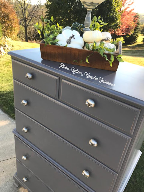 dresser makeover with pewter knobs