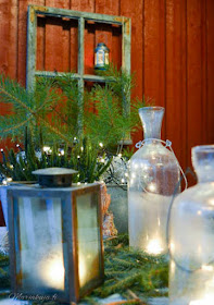 Terassi joulu karrynpyora kynttilät tuikut valot havut