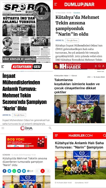Mehmet Tekin Futbol Turnuvası, İnşaat Mühendisleri Odası Kütahya Temsilciliği