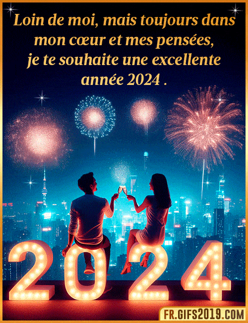 Voeux Année 2024 gif Messages Amour