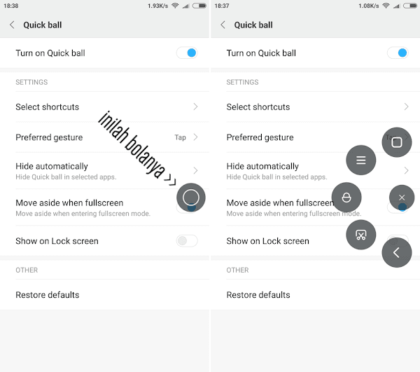  tersebut yaitu fitur bawaan ponsel Xiaomi  Teknik Mengaktifkan Quick Ball di Ponsel Xiaomi [Bola Pintas]