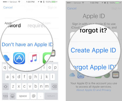 how to create apple id from iPhone