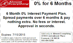 Coupon 6 Month Interest Free Payment Plan June 2015