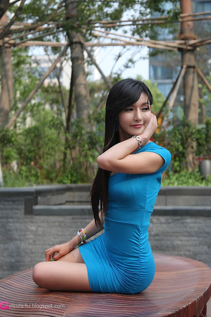 3 Cha Sun Hwa in Blue Mini Dress-Very cute asian girl - girlcute4u.blogspot.com
