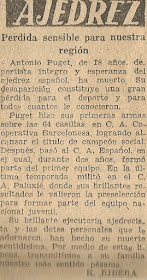 Recorte de prensa sobre Antoni Puget en La Prensa, 1959