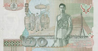 Billet de 20 Baht Thailandais (THB) Thai baht