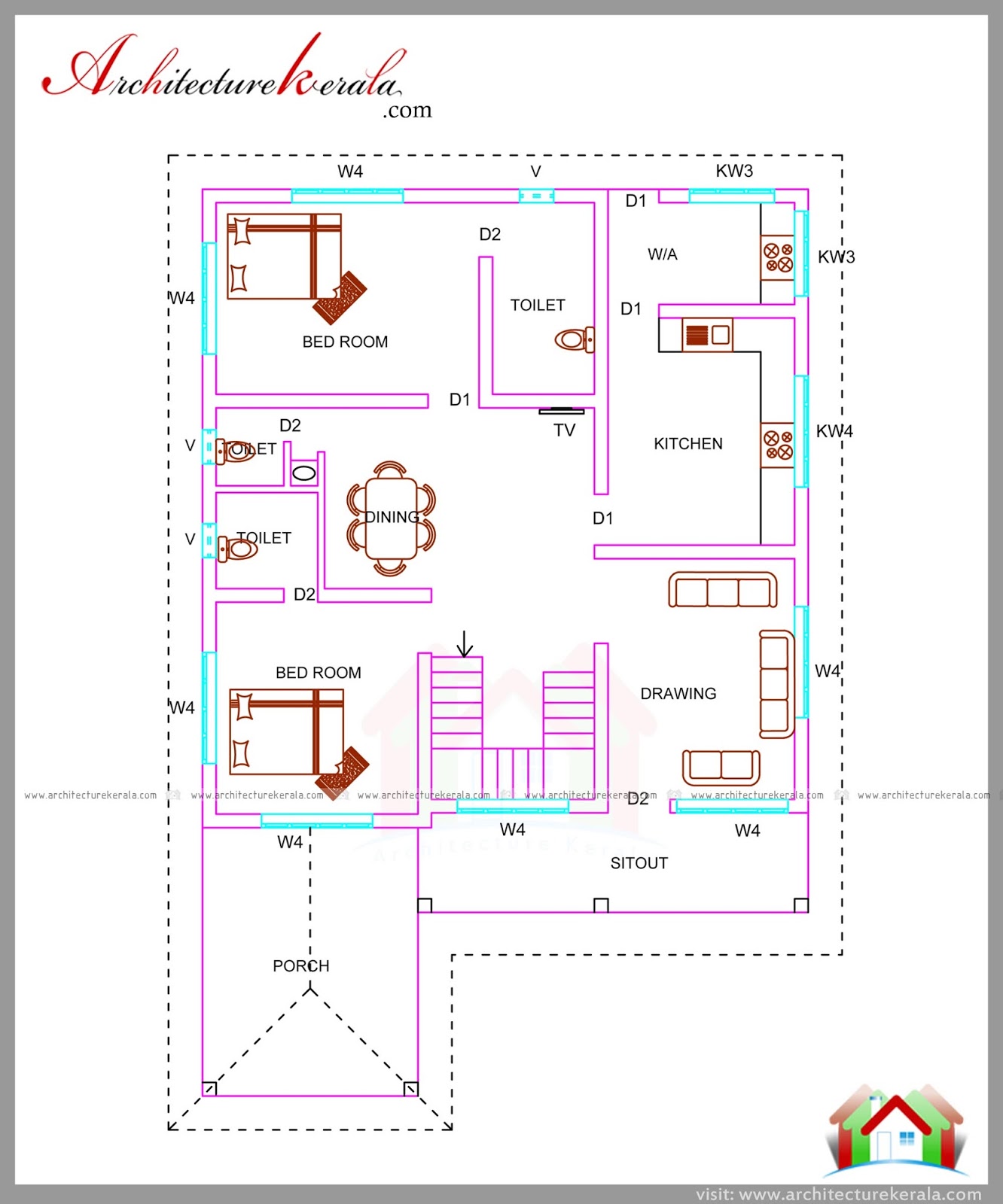 2000 SQUARE FEET 3 BEDROOM HOUSE PLAN AND ELEVATION 